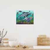 Aquatic Fantasy Scene mit Delphinen Poster (Küche)