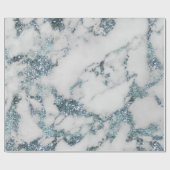 Aquatic Gray Glitzer Blue Marble Shiny Glam Geschenkpapier (Flach)