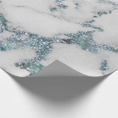 Aquatic Gray Glitzer Blue Marble Shiny Glam Geschenkpapier (Ecke)