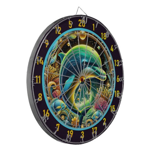 Aquatic Joy Dolphin Dartboard Set Dartscheibe (Vorderseite Links)