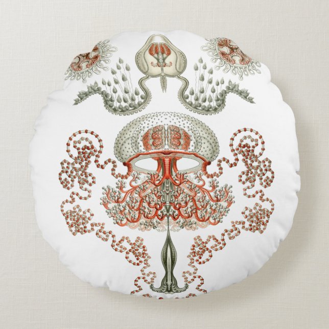 Aquatic Life ~ Haeckel ~ Jellyfish Cushions Rundes Kissen (Vorderseite)