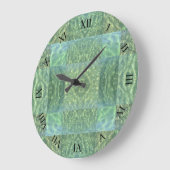 Aquatic Ocean Green and Seafoam Patchwork Wall Große Wanduhr (Winkel)