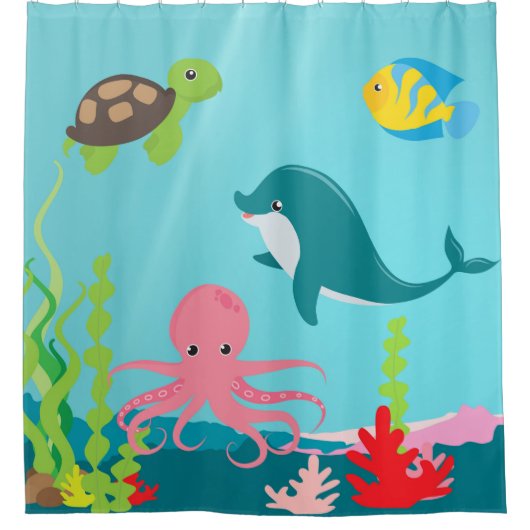 Aquatic Ocean Life Dusche Vorhang (Vorderseite)