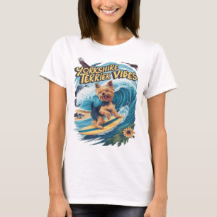 Aquatic Yorkshire Terrier Surfen in der Welle T-Shirt
