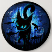 Aquaticat - surreale Katze im Tiefsee Button (Vorderseite)
