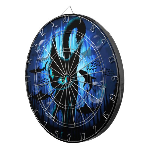 Aquaticat - surreale Katze im Tiefsee Dartscheibe (Vorderseite rechts)