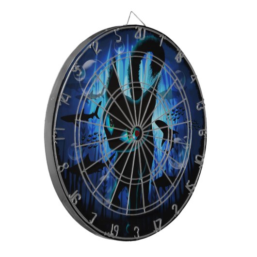 Aquaticat - surreale Katze im Tiefsee Dartscheibe (Vorderseite Links)