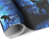 Aquaticat - surreale Katze im Tiefsee Geschenkpapier (Rolleneckpunkt)