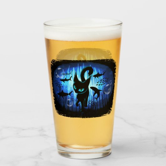 Aquaticat - surreale Katze im Tiefsee Glas (Vorne (Gefüllt))