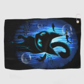 Aquaticat - surreale Katze im Tiefsee Golfhandtuch (Horizontal)