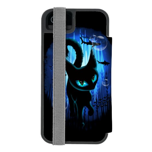 Aquaticat - surreale Katze im Tiefsee Incipio iPhone Geldbeutel-Hülle (Folio Rückseite)