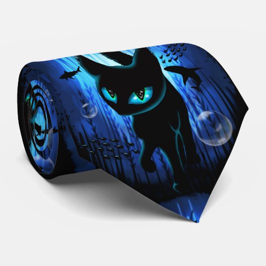 Aquaticat - surreale Katze im Tiefsee Krawatte (Gerollt)