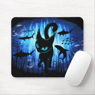 Aquaticat - surreale Katze im Tiefsee Mousepad