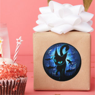 Aquaticat - surreale Katze im Tiefsee Runder Aufkleber