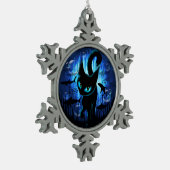 Aquaticat - surreale Katze im Tiefsee Schneeflocken Zinn-Ornament (Links)