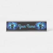 Aquaticat - surreale Katze im Tiefsee Schreibtischnamensplakette (Vorderseite )