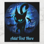 Aquaticat - surreale Katze im Tiefsee Weinetikett (Einzelnes Label)