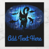 Aquaticat - surreale Katze im Tiefsee Weinetikett (Einzelnes Label)