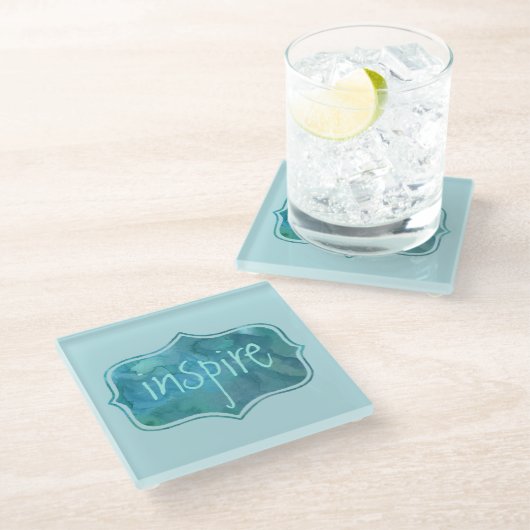 Aquatische Blues Inspiriere Untersetzer (Schrägansicht)