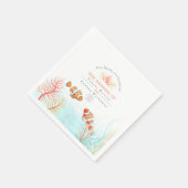 Aquatische Hochzeitskoralle und Clownfischfarbe Serviette (Ecke)