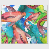 Aquatisches Set. Rotes Meer und exotische Fische i Geschenkpapier (Flach)