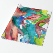 Aquatisches Set. Rotes Meer und exotische Fische i Geschenkpapier (Ungerollt)