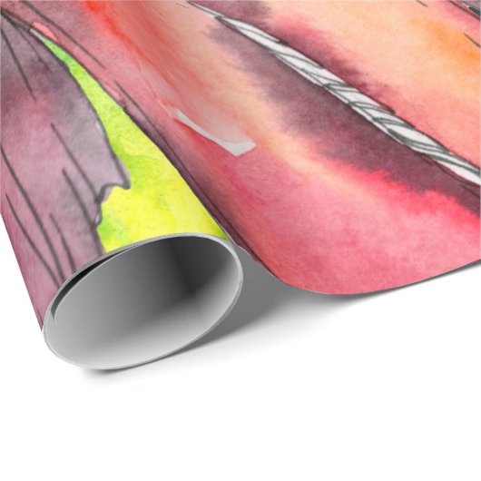 Aquatisches Set. Rotes Meer und exotische Fische i Geschenkpapier (Rolleneckpunkt)