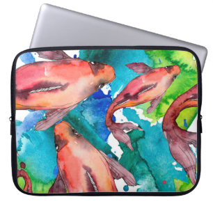 Aquatisches Set. Rotes Meer und exotische Fische i Laptopschutzhülle