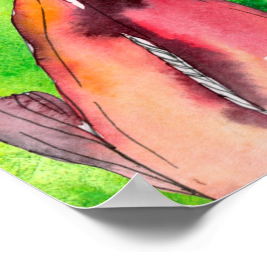 Aquatisches Set. Rotes Meer und exotische Fische i Poster (Ecke)