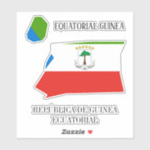 Äquatoriale Guinea Flag Charming Patriotic Map Aufkleber (Blatt)