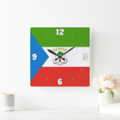 Äquatoriale Guinea Flag Green Blue Red Numbers Quadratische Wanduhr (Zuhause)