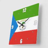 Äquatoriale Guinea Flag Green Blue Red Numbers Quadratische Wanduhr (Winkel)