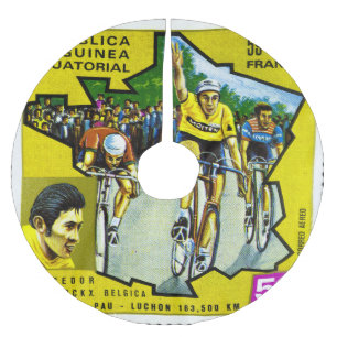 Äquatoriale Guinea Radfahrer Historische Briefmark Polyester Weihnachtsbaumdecke