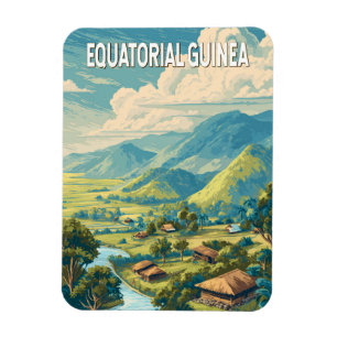 Äquatorialguinea Illustration Reise Kunst Vintage Magnet