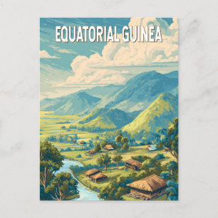 Äquatorialguinea Illustration Reise Kunst Vintage Postkarte