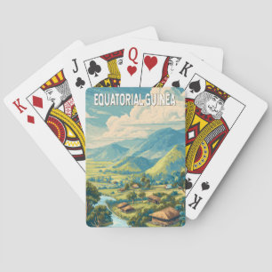 Äquatorialguinea Illustration Reise Kunst Vintage Spielkarten