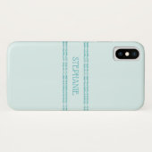AquaTurquoise Glitzer Streifen Personalisiert Case-Mate iPhone Hülle (Rückseite (Horizontal))