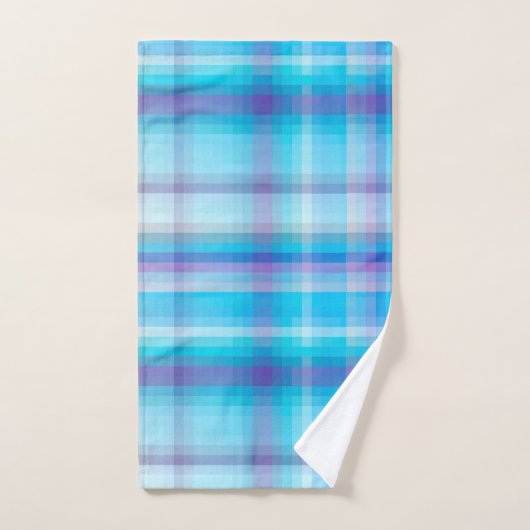 AquaTurquoise Schachbrettmuster Set für Badehandtu (Handtuch)