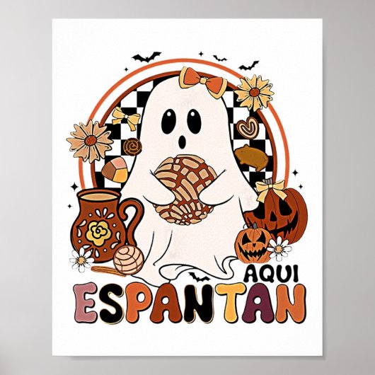 Aqui Espantan! Dia De Muertos Spanish Mexican Hall Poster (Vorne)