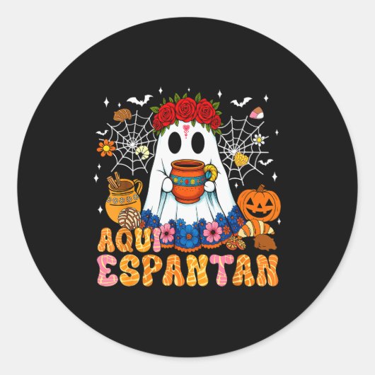 Aqui Espantan Mexican Ghost Halloween Soky Conchas Runder Aufkleber (Vorderseite)