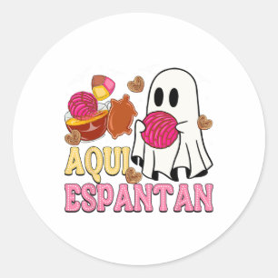 Aqui Espantan Spanisch Halloween Mexican Conchas G Runder Aufkleber