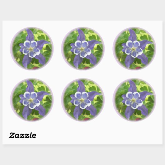 Aquilegia Columbine Blume Round Stickers (Blatt)