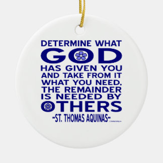 Aquinas-Zitat Sieh was Gott dir gegeben hat Blau Keramikornament