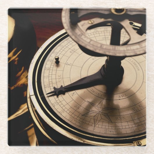 Äquinoktialsolaruhr | 1880 glasuntersetzer (Vorderseite)