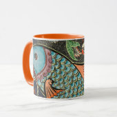 Aqwa Mosaik aquamarine Fischkunst Tasse (Vorderseite Links)