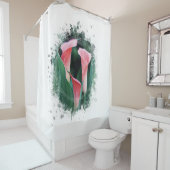 *~* AR12 Künstlerisch florale Calla Lily Coral Gre Duschvorhang (Beispiel)