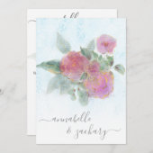 *~* AR12 QR Damask UAWG Rose Bouquet Wedding Invi Einladung (Vorne/Hinten)