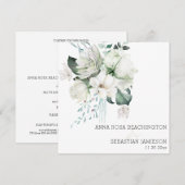 *~* AR15 - White Floral Bouquets QR UAWG Wedding Einladung (Vorne/Hinten)