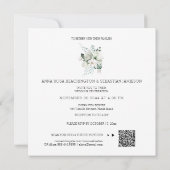 *~* AR15 - White Floral Bouquets QR UAWG Wedding Einladung (Rückseite)