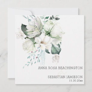 *~* AR15 - White Floral Bouquets - QR UAWG Wedding Einladung
